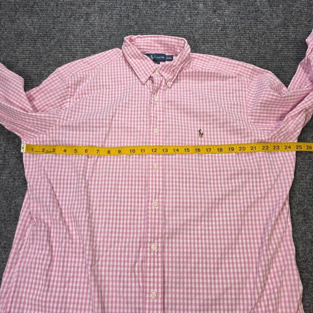 Ralph Lauren Classic Fit Gingham Shirt Men's Size XL Pink White Button Up Cotton